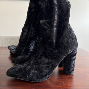 Black Velvet Knee-High Boot